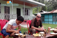 Guests having breakfast at Chalamthang Home Stay